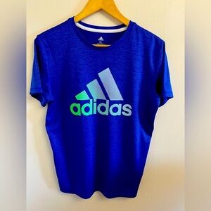 Adidas Blue Short Sleeve Tees Athletic Performance